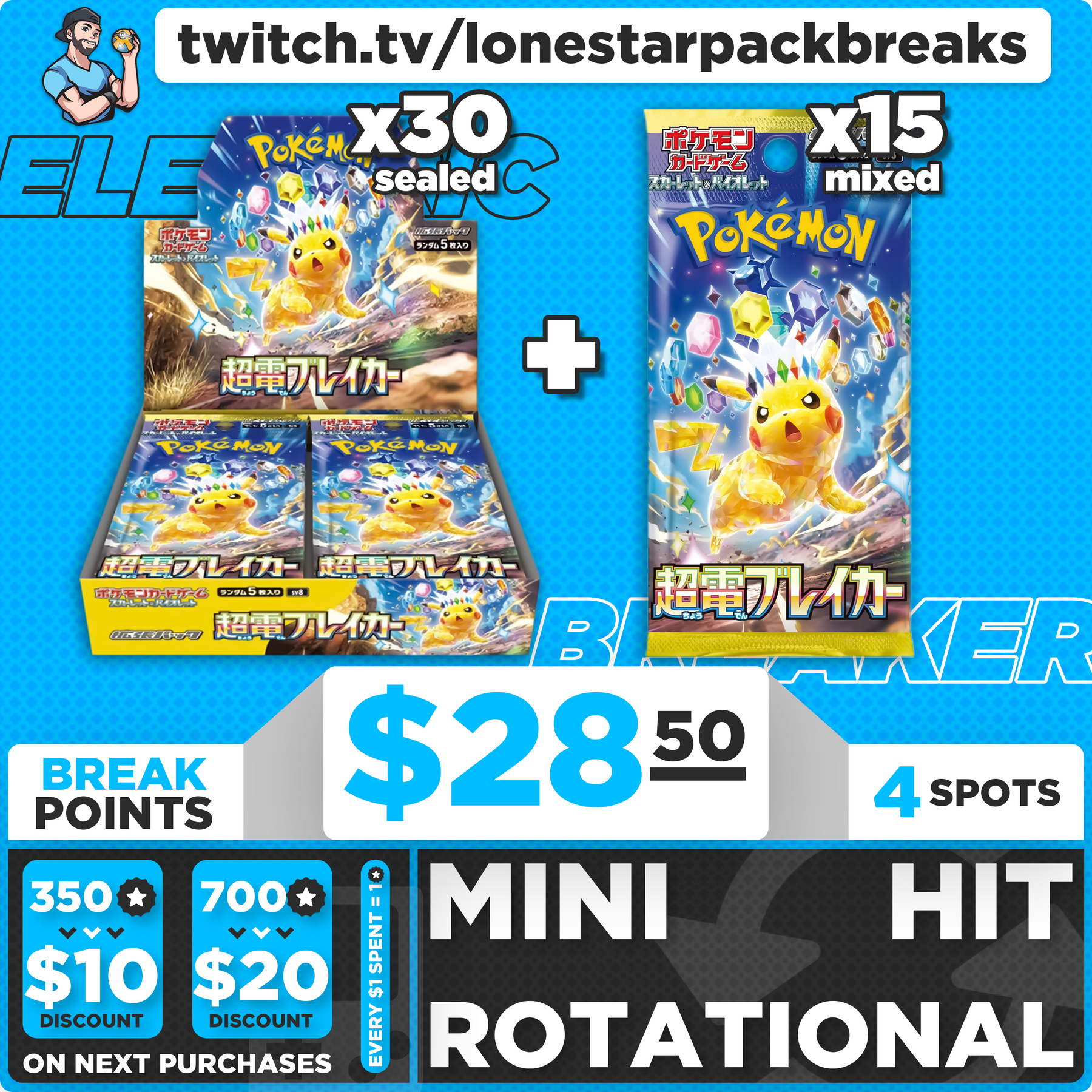 Break 20 Super Electric Breaker 45pk Blind Hit Rotation Sat Oct 19th