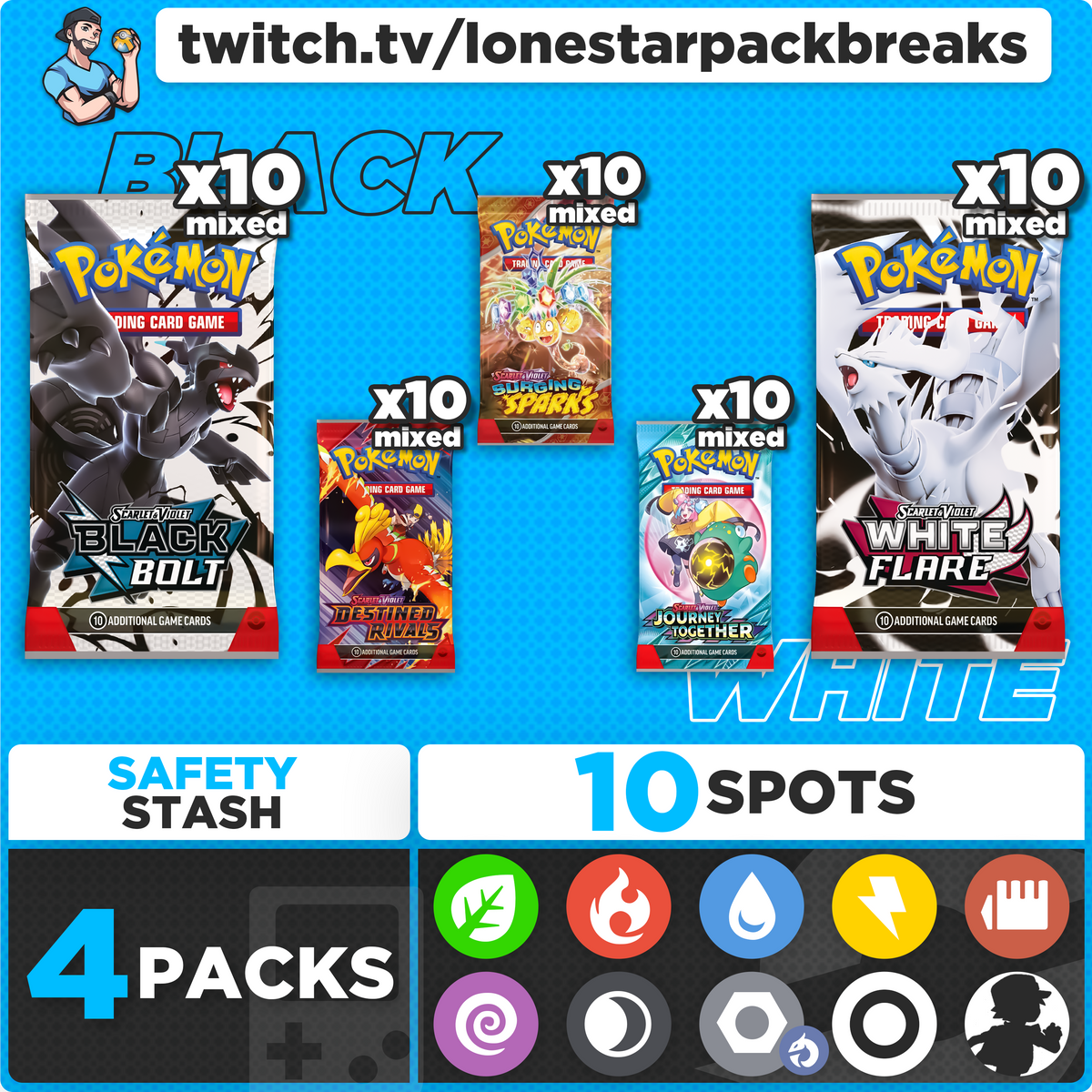 Break #5 Black Bolt White Flare Mixer 10 type Fri Aug 22nd 6PM CST